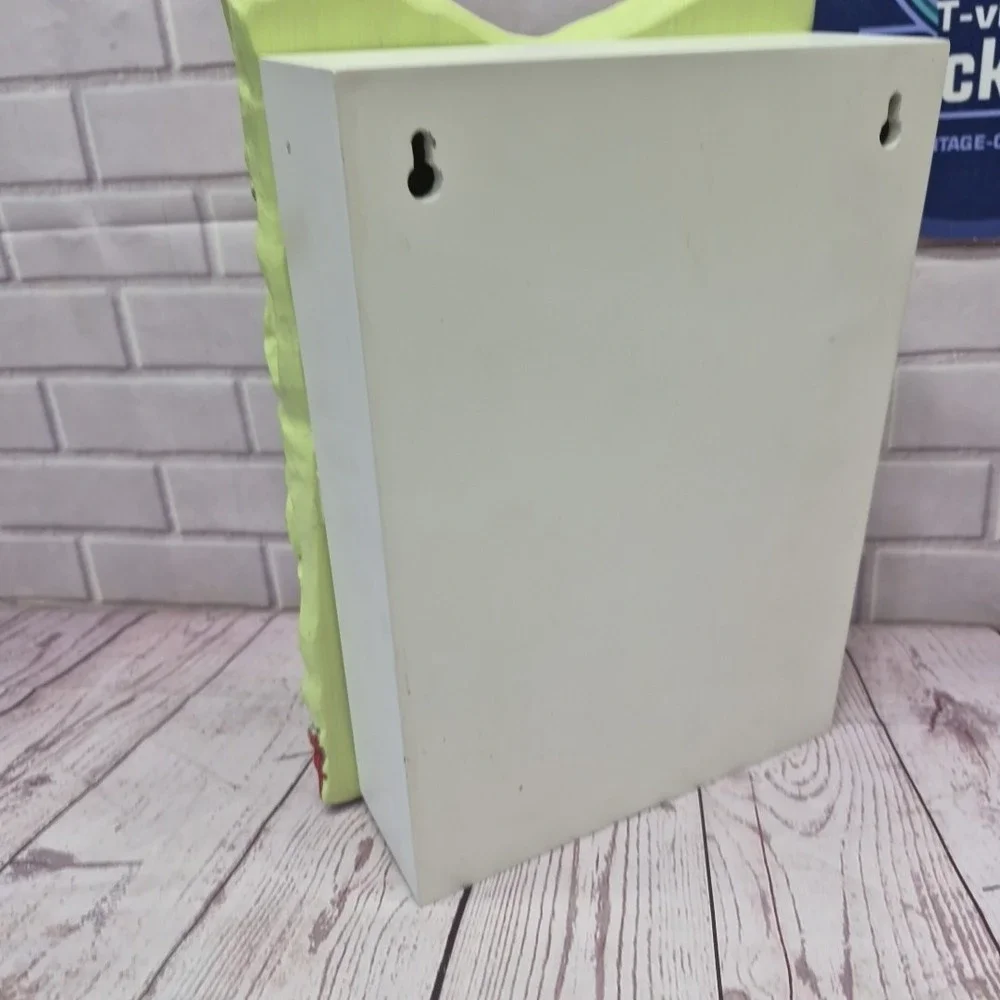 Distressed Country Green Overalls Wooden Wall Cabinet 3D Resin Front 12in x 9in